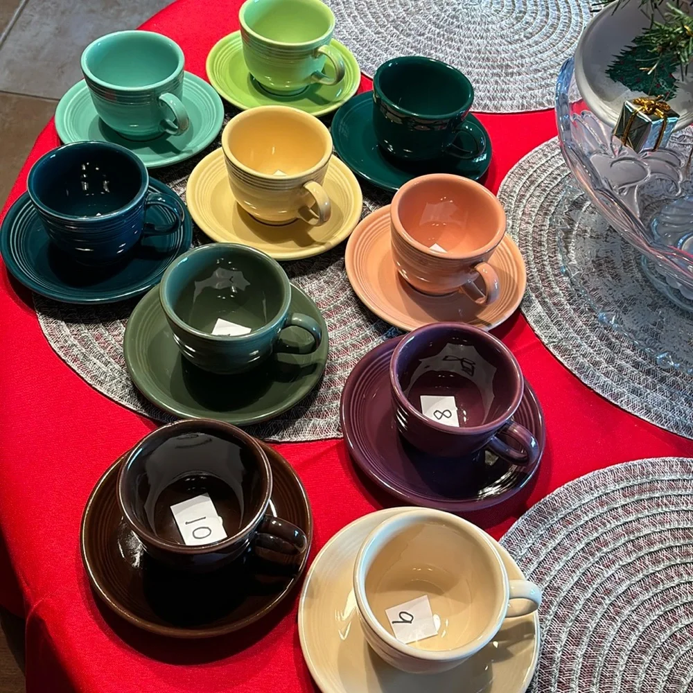 Fiesta Cups & Saucers Multi Colors - Picture 1 of 14